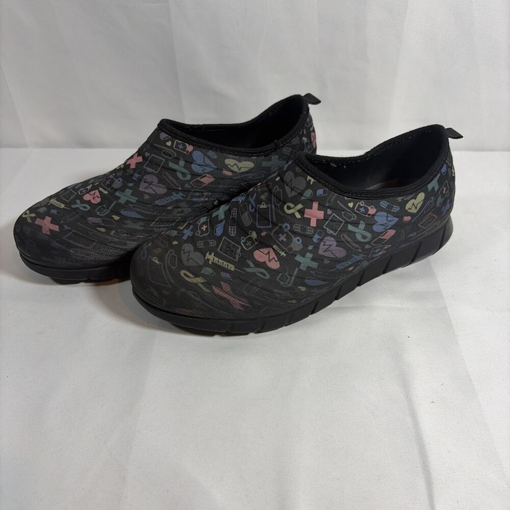 Boaonda Florence Sport Women's Nursing Shoes Size 9 Slip On Medical Print Black